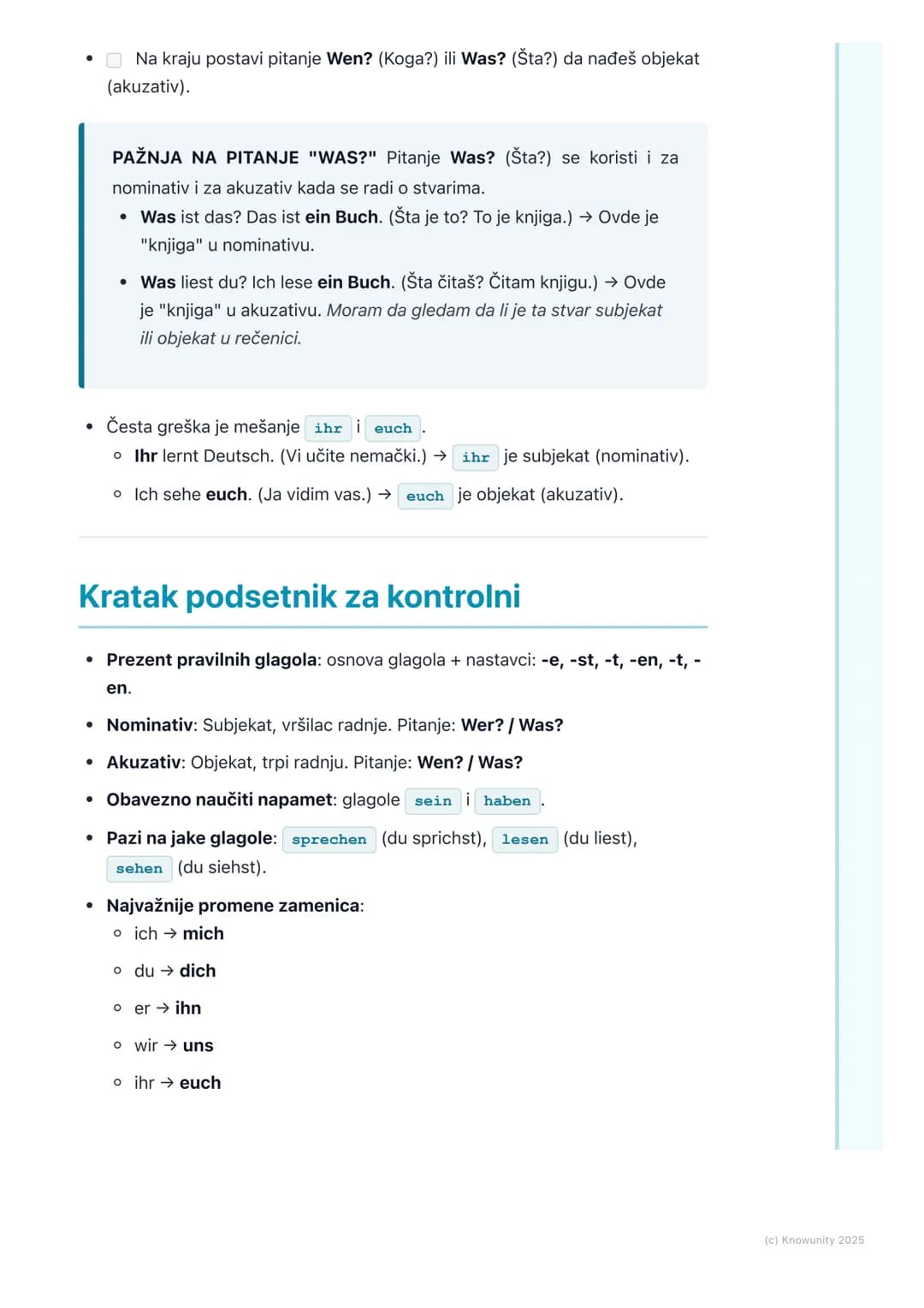 # Gramatika: Glagoli u prezentu,
lične zamenice
(Nominativ/Akkusativ)
Uvod i pregled gradiva
Ovo je osnova za pravljenje rečenica na nemač