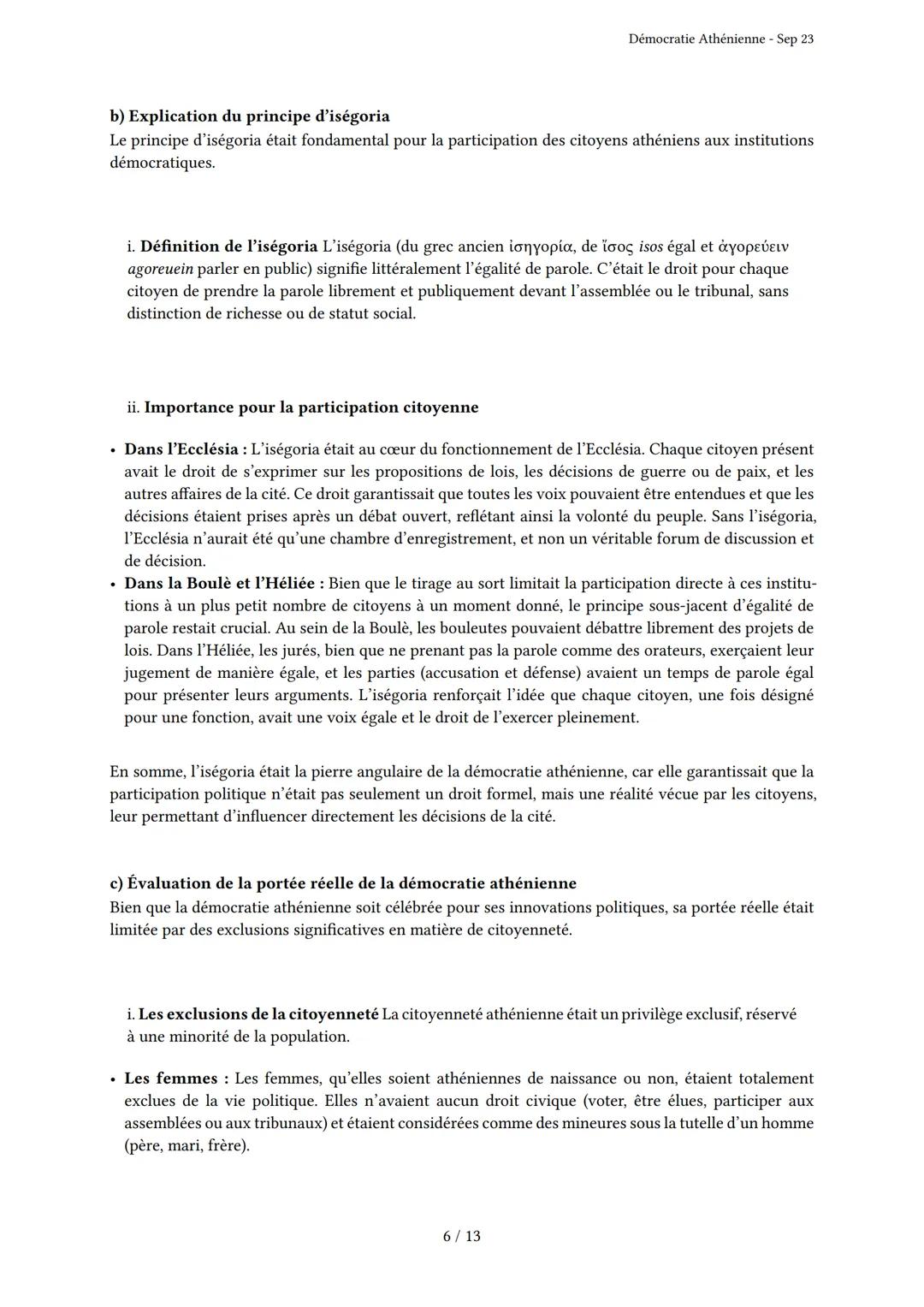 # Démocratie Athénienne
Généré par Knowunity.fr - Sep 23
Description: Cet examen couvre la démocratie athénienne, l'empire maritime et le